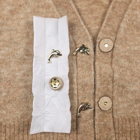 & Other Stories Wool Vest XS Knit Mohair Gold Dolphin Buttons Paris Atelier New - Picture 5 of 12
